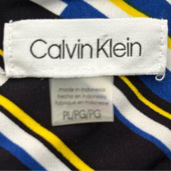 Calvin Klein Sleeveless Bold Stripes/Geometric Print Blouse Size Large Petite - Picture 2 of 8